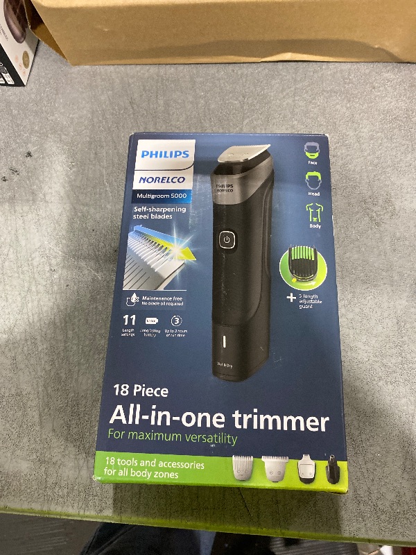 Photo 1 of Philips Norelco Multigroom Series 5000 18 Piece, Beard Face, Hair, Body and Intimate Hair Trimmer for Men - NO BLADE OIL MG5910/49