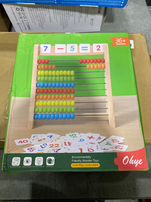 Photo 1 of Gserin Wooden Abacus for Kids, Math Learning Tool, 10-Row Bead Frame with Counting Sticks, 1-100 Number Cards & Math Symbols, Preschool Educational Toy for Toddlers 3+