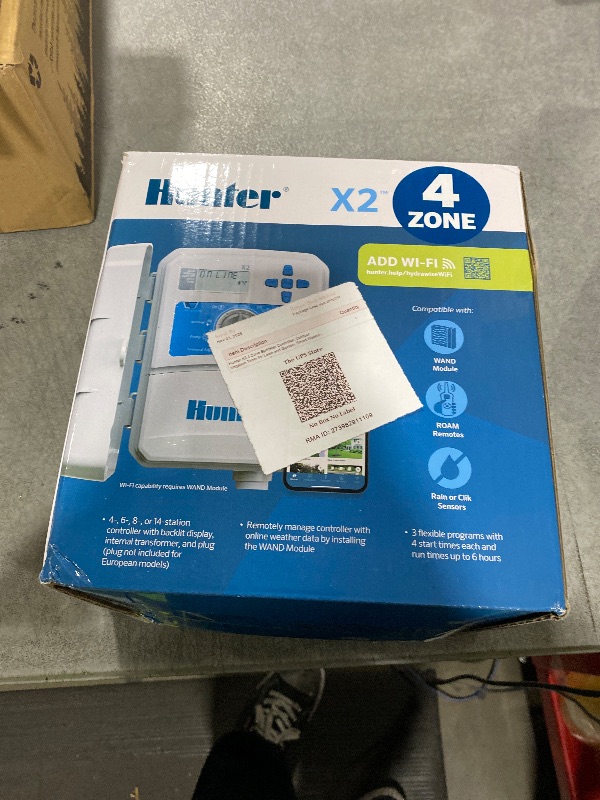 Photo 1 of Hunter X2 4 Zone Sprinkler Controller, Outdoor Irrigation Timer for Lawn and Garden, Smart Watering with Weather-Based Scheduling and Cycle and Soak, Smart Controller Ready with Optional WiFi Module