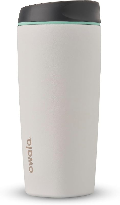 Photo 1 of Owala SmoothSip Insulated Stainless Steel Coffee Tumbler, Reusable Iced Coffee Cup, Hot Coffee Travel Mug, BPA Free 20 oz, Gray (Cloudscape)
