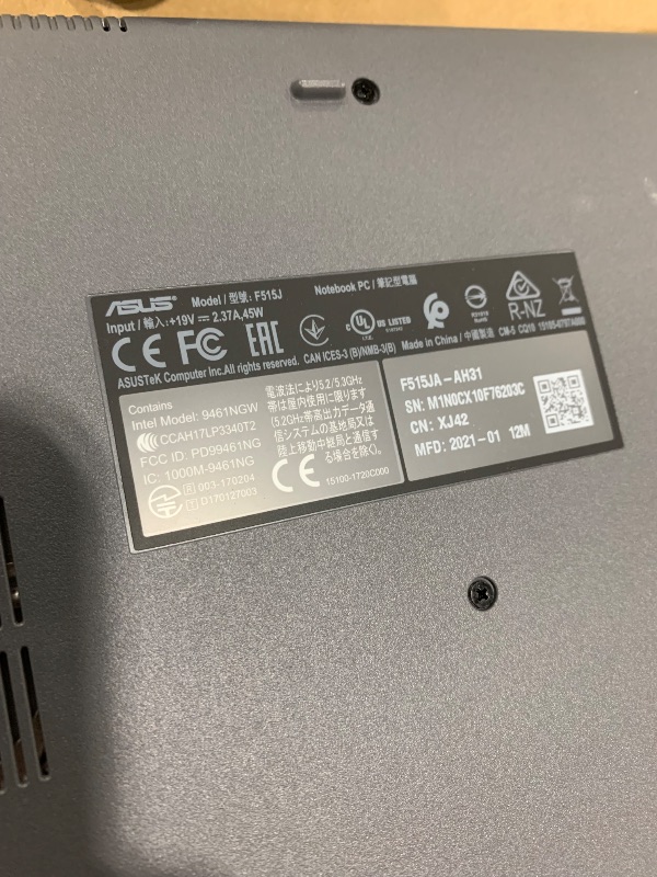 Photo 1 of ASUS VivoBook 15 F515 Thin and Light Laptop, 15.6” FHD Display, Intel Core i3-1005G1 Processor, 4GB DDR4 RAM, 128GB PCIe SSD, Fingerprint Reader, Windows 10 Home in S Mode, Slate Grey, F515JA-AH31