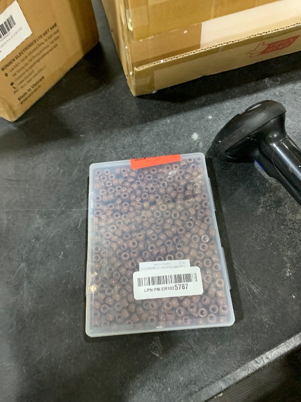 Photo 1 of Amaney 500Pcs Brown Pony Beads 6x9mm with Storage Box for Making Bracelet Hair Braids Crafts