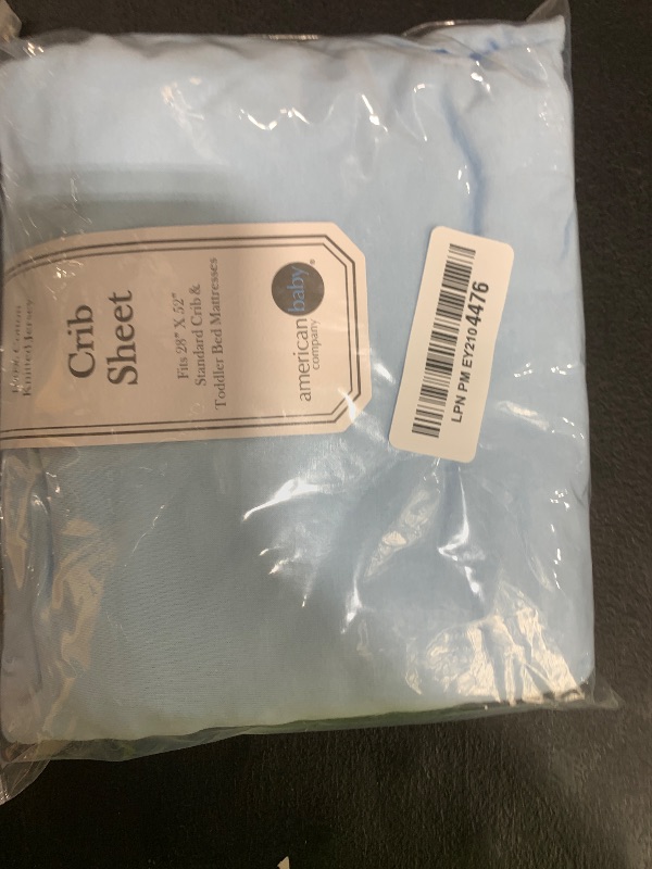 Photo 1 of American Baby Company 100% Natural Cotton Fitted Crib Sheet 52" x 28" - Soft, Breathable, Hypoallergenic & Gentle Toddler Bed Sheet, Blue, Neutral for Boys & Girls