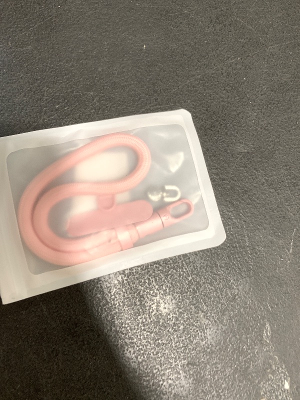 Photo 1 of KEESOO Minimalist Wrist Strap Phone Lanyard with Adjustable Drop-Proof Design, 7mm Reinforced Climbing Rope Material, 2 Phone Tether Tabs (Matching Metal and Rotatable Clear) - Sakura Pink