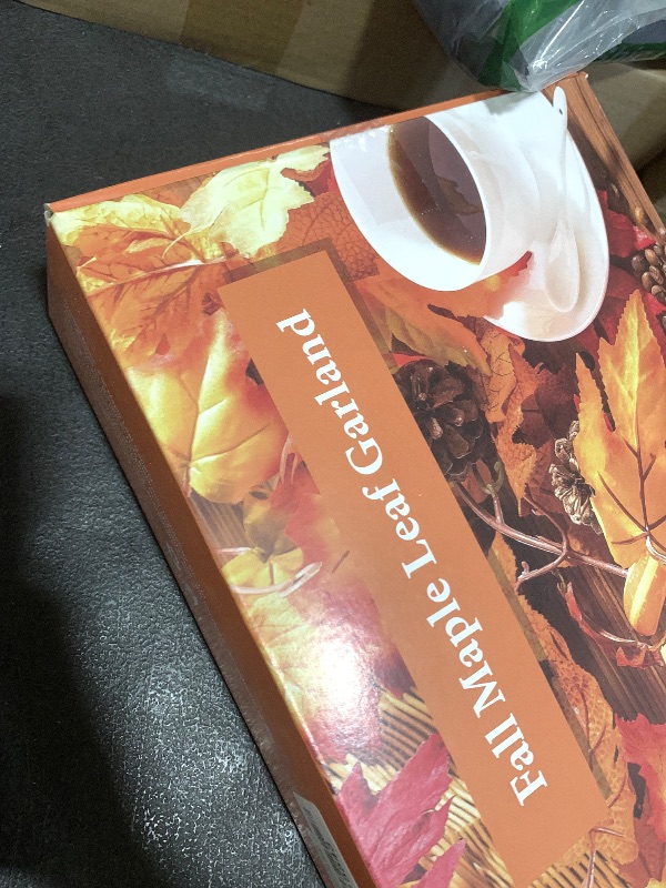 Photo 1 of 4 Pack Fall Decor Garland - Fall Thanksgiving Decorations for Home - 23.6Ft Maple Leaves Garland with Lights Battery Operated for Mantle Fireplace Table Indoor Outdoor Autumn Halloween Christmas Decor