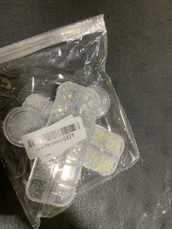Photo 1 of 4 Boxes Flatback Rhinestones and Pearls Nail Charms for Acrylics - Crystals, Half Rounds, and Accessories for DIY Nail Art Decor