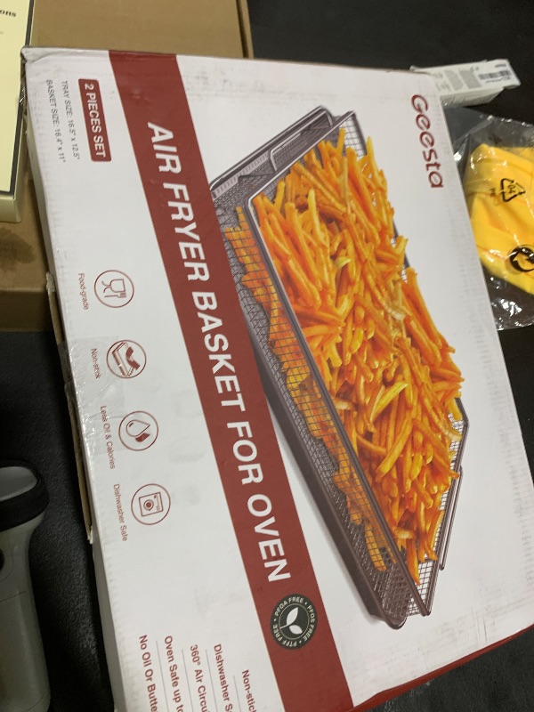Photo 1 of Air Fryer Basket for Oven with 50 Recipes, Extra Large 2 Piece Nonstick Crisper Tray & Basket, Stainless Steel Air Fryer Accessories for Crispy Foods Healthy Cooking, Dishwasher Safe, 16.5” x 12.5”
