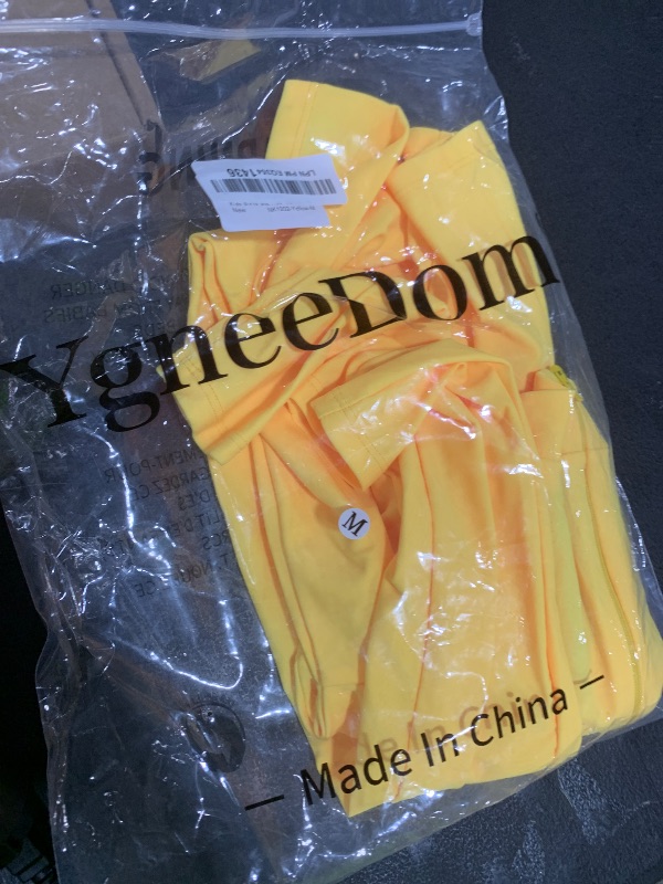 Photo 1 of Kids Girls One Piece Spandex Unitards, Long Sleeve Turtleneck Unitard, Full Body Catsuit, Dance Leotard Costumes (Yellow, M)
