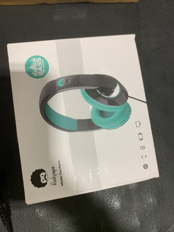 Photo 1 of rockpapa Comfort+ Kids Headphones with Microphone, Boys Girls Student Over-Ear Headphones Wired for School Classroom Laptop PC Computer Tablet Black Teal