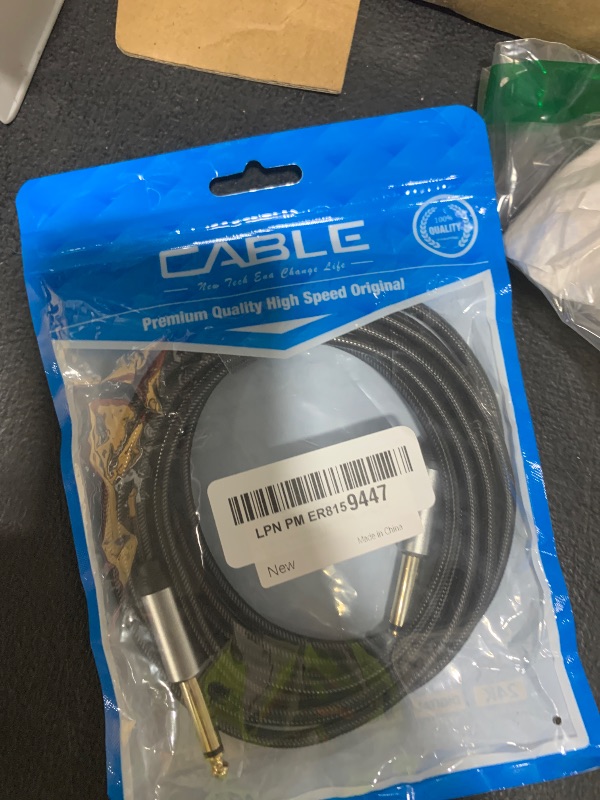 Photo 1 of 6.35mm Instrument Cable 10Ft,Silver Color Premium 6.35mm Mono Jack 1/4" TS Cable Unbalanced Guitar Patch Cords/Instrument Cable Male to Male with Zinc Alloy Housing and Nylon Braid(10Ft/3M)