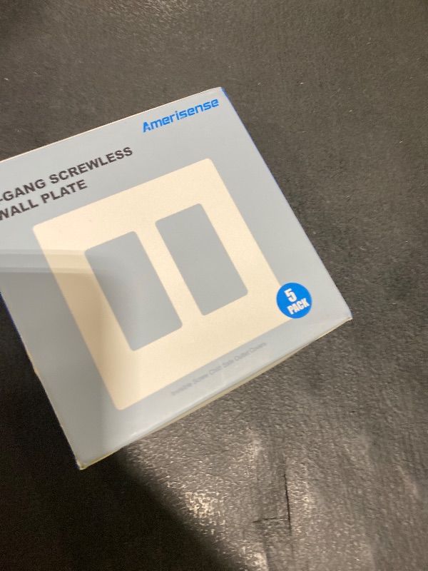 Photo 1 of Amerisense Outlet Cover, Screwless Decorator Wall Plate, Light switch Power Plug Cover, 2-Gang Standard Size, Matte White, 5 Pack,UL listed