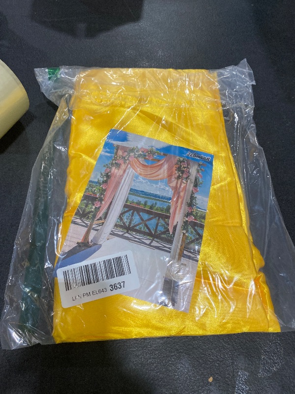 Photo 1 of 10 x 10 Feet Yellow Backdrop Curtain for Partie, Stain Background Curtains for Photoshoot, Birthday, Wedding, Halloween, Thanksgiving, Christmas, New Year Party Decorations 5Ft x 10Ft, 2 Panels