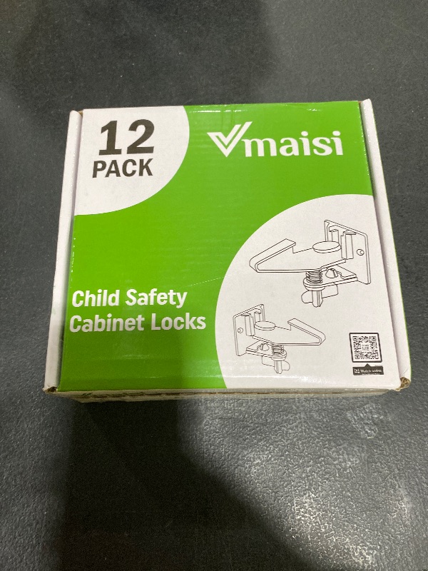 Photo 1 of Vmaisi 12 Pack Cabinet Locks Child Safety Latches - Baby Proofing Cabinets Drawer Lock with Adhesive Easy Installation - No Drilling or Extra Screws (White)