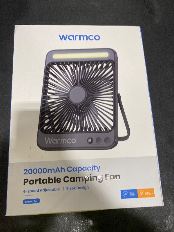 Photo 1 of Warmco 20000mAh 8-inch Portable Camping Desk Fan, [15-48H Working Hours] Ultra-thin LED Light Rechargeable Battery Powered Travel Fan for Outdoor, Indoor, Cruise Essentials 2025