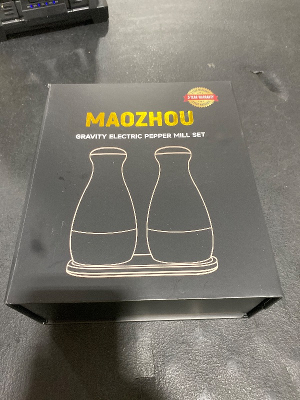 Photo 1 of MAOZHOU Gravity Electric Salt and Pepper Grinder Set,Adjustable Coarseness Automatic Shakers Mill Grinder with LED Light,One Hand Operation,USB Type-C Rechargeable,Refillable,Larger Capacity