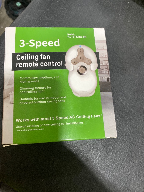 Photo 1 of Universal Ceiling Fan Remote Control Kit, Compatible with Hunter, Harbor Breeze Hampton Bay, 3-Speed Control Fans with Dimmer, Remote Works with Hunter 99122 99123 99600