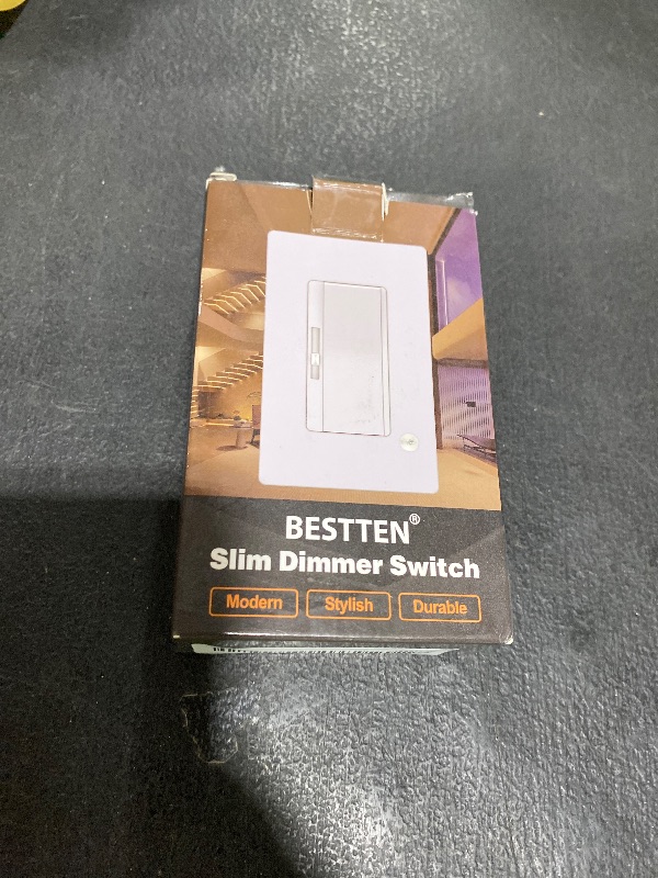 Photo 1 of BESTTEN Super Slim Dimmer Light Switch, Quiet Rocker, Single Pole or 3 Way Dimmable Switch, Max 300W LED, CFL, 600W Incandescent, Screwless Wall Plate Included, ETL Listed, 6 Pack, White
