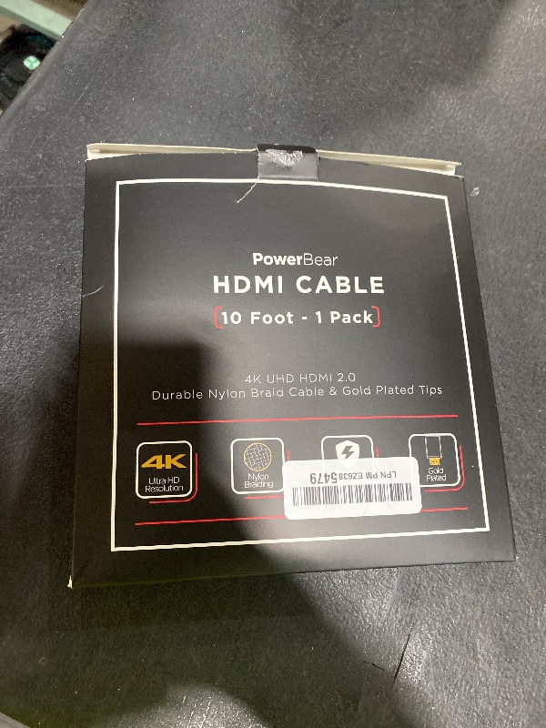 Photo 1 of PowerBear 4K HDMI Cable 10 ft | High Speed Hdmi Cables, Braided Nylon & Gold Connectors, 4K @ 60Hz, Ultra HD, 2K, 1080P, ARC & CL3 Rated | for Laptop, Monitor, PS5, PS4, Xbox One, Fire TV, & More