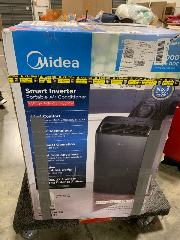 Photo 1 of Midea Duo 14,000 BTU (12,000 BTU SACC) High Efficiency Inverter Ultra Quiet Portable Air Conditioner, with Heat up to 550 Sq. Ft., Works with Alexa/Google Assistant, with Remote Control & Window Kit