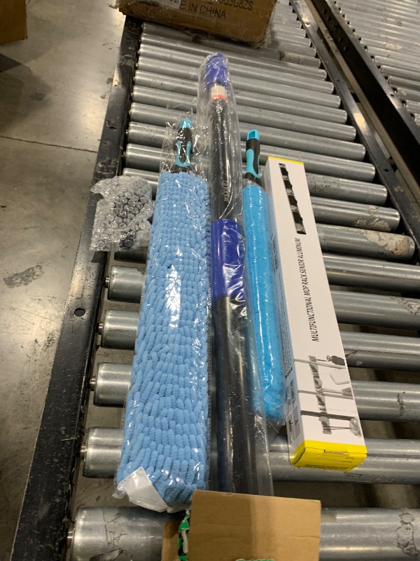 Photo 1 of 30ft High Ceiling Duster Kits with 5-24ft Heavy Duty Extension Pole - Fan Blade Cleaner, Cobweb Remover & Blue Window Squeegee Kit, Washable Dust Brush for High Roof and Glass Surfaces