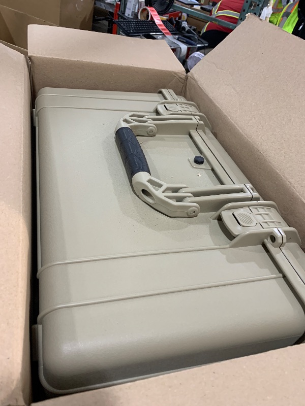 Photo 1 of Condition 1 25" Large Heavy-Duty Protective Waterproof Hard, Case Model 024, Portable Storage Box with Customizable Foam, Camera, Tool, Hunting, Made in USA, 24.27"x19.40"x13.57" Tan