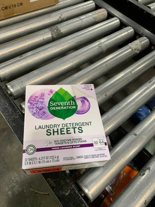 Photo 1 of Seventh Generation Laundry Detergent Sheets, Up to 64 Loads, Fresh Lavender Scent, Removes Tough Stains, 0% Dyes and Artificial Fragrances, Safer for your family
