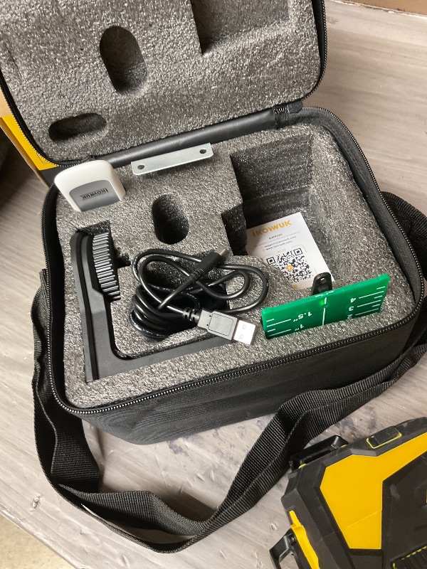 Photo 1 of SEE PICTURES AND NOTES…….IKOVWUK Laser Level, 3x360° Cross Line Laser for Construction and Picture Hanging, 12 Green Lasers with Self-leveling, 3D Vertical & Horizontal Line, Level Tool with 5200 mAh Rechargeable Battery