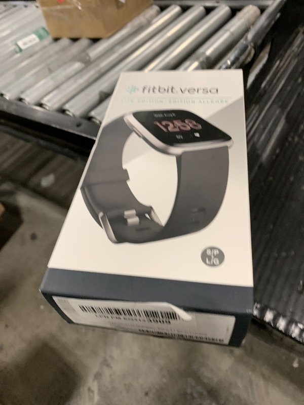 Photo 1 of Fitbit Versa Lite Smartwatch,GPS,Charcoal/Silver Aluminum, One Size (S & L Bands Included)