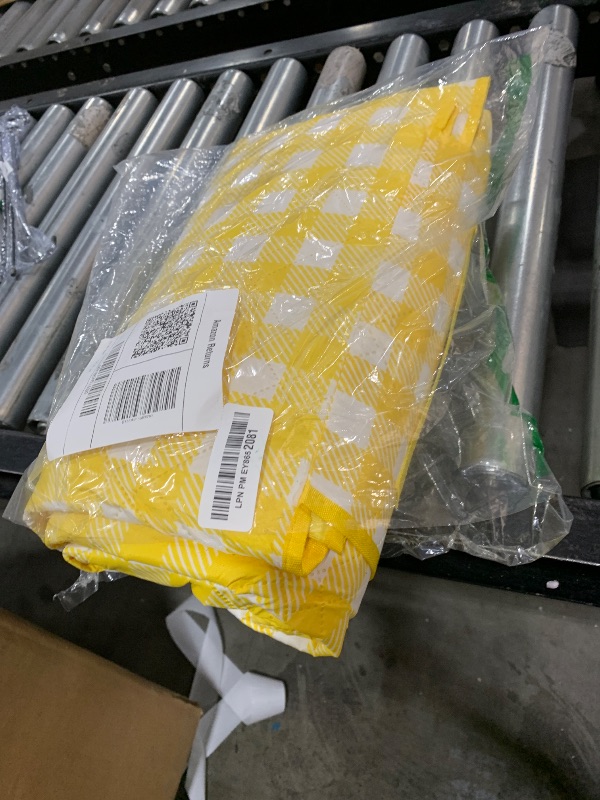 Photo 1 of ZAZE Extra Large Picnic Blankets, 80''x80'' Washable Waterproof Foldable Oversized Compact Picnic Mat for Spring Summer Blanket Beach, Camping on Grass (Yellow and White)