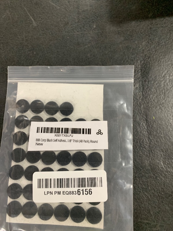 Photo 1 of 888 Corp Black Self Adhesive Felt Bumpers 1/2" Diameter and 1/8" Thick (48 Pack), Round