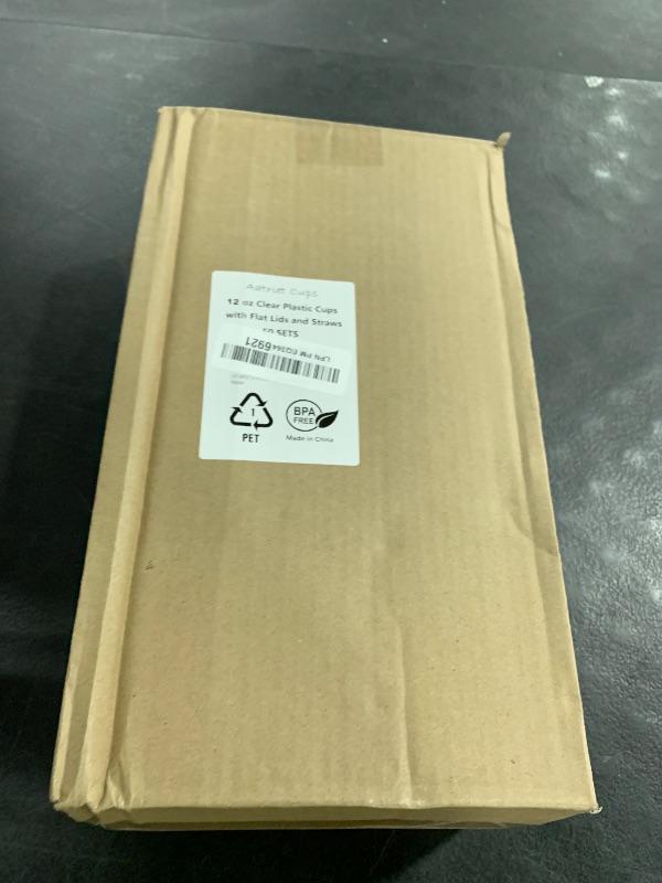 Photo 1 of [50 Sets] 12 oz Clear Plastic Cups with Lids and Straws, Disposable Coffee Cups