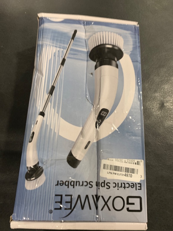 Photo 1 of GOXAWEE Electric Spin Scrubber, Cordless Cleaning Brush with 8 Replaceable Brush Heads, Power Shower Scrubber with Long Handle for Bathroom, Tub, Tile, Floor (White)