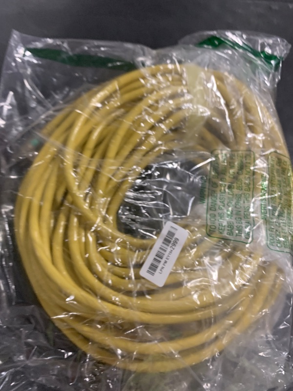 Photo 1 of POWGRN 100 ft 12/3 Outdoor Extension Cord Waterproof Heavy Duty with Lighted Indicator End 12 Gauge 3 Prong, Flexible Cold-Resistant Long Power Cord Outside, 15Amp 1875W SJTW Yellow ETL Listed