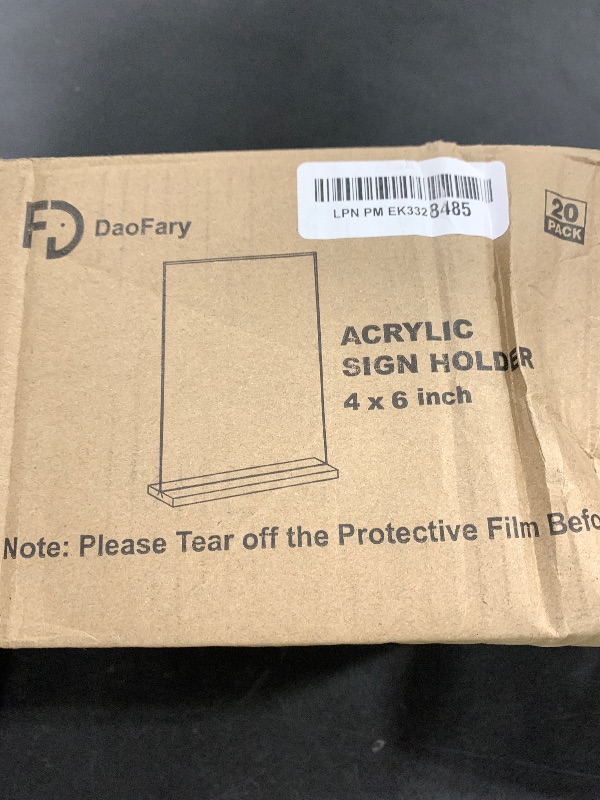 Photo 1 of 20 Pack Acrylic Sign Holder 4 x 6 Clear Display Table Signs Stand, Double Sided T Shape Flyer Holder Plastic for Picture Paper Frame Holder Home Office Menu Retail Show Fair