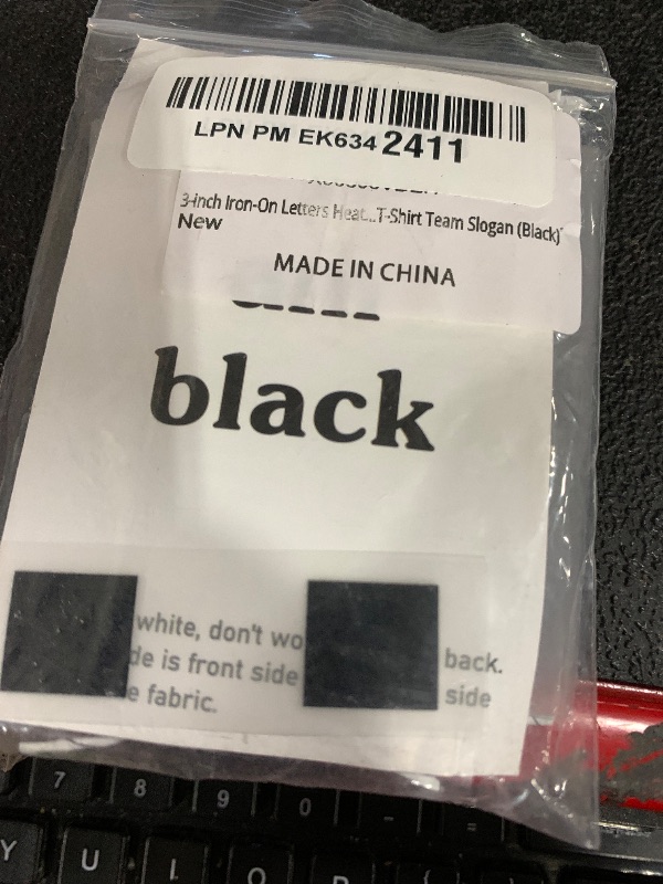 Photo 1 of 3-inch Iron-On Letters Heat Transfer Letters DIY Letters Jersey Clothing T-Shirt Team Slogan (Black)