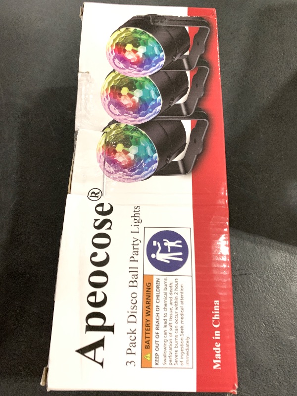 Photo 1 of Apeocose [3-Pack] Disco Ball DJ Party Lights Sound Activated Remote Control, 12 Modes Stage Strobe Lights for Halloween Party Decorations Birthday Christmas Home Room Dance Parties Glow Party Supplies