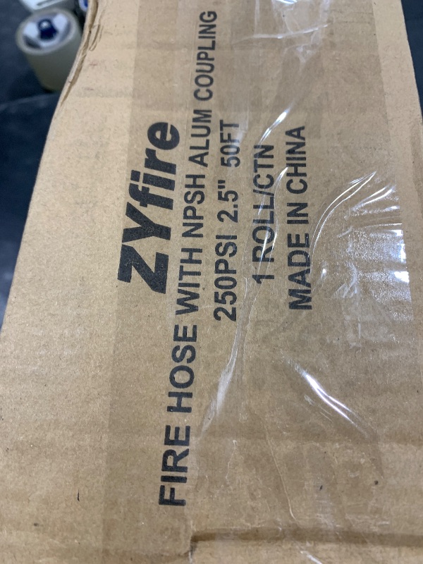 Photo 1 of ZYfire Fire Hose - 2-1/2" ID x 100 FT Single Jacket EPDM Firefighter Hose with NPSH Aluminum Couplings 750 PSI Burst Pressure Lightweight for Use in Firefighting