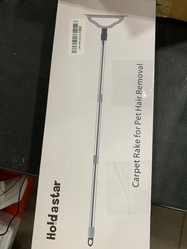 Photo 1 of 47“ Adjustable Long Handle Carpet Rake Pet Hair Remover, Reusable Large Metal Lint Remover Brush for Embedded Fur Removal from Low Pile Rugs Stairs, Carpet Brush Scraper Dog Cat Hair Remover Broom