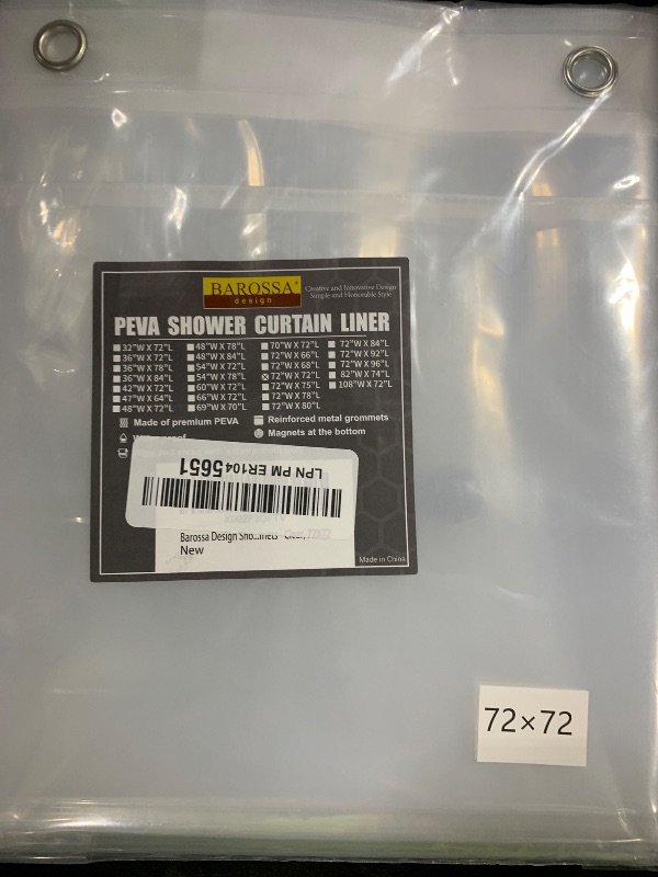 Photo 1 of Shower Curtain Liner with 6 Magnets - Heavy Duty PEVA Plastic Shower Curtain for Bathroom, Waterproof Vinyl & See Through Bath Liner, Metal Grommets - Clear, 72x72