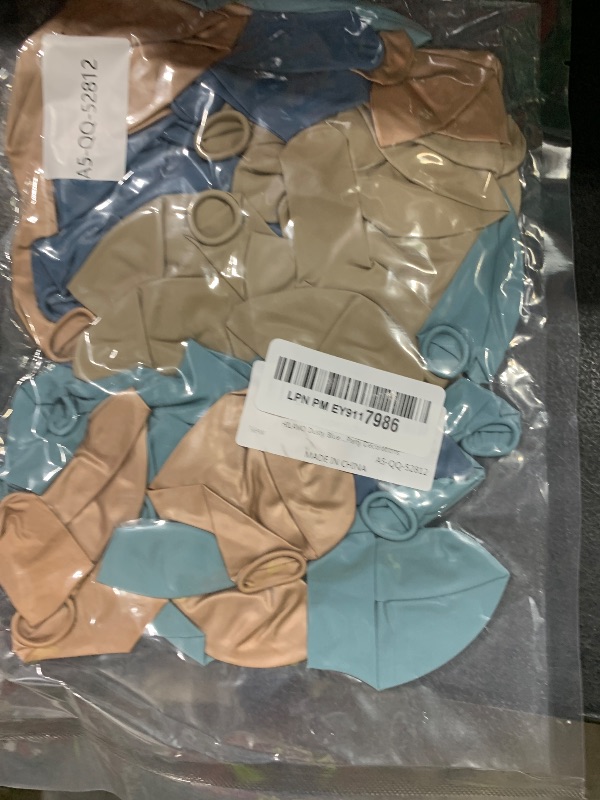 Photo 1 of HILAVO Dusty Blue and Gold Balloons, 60 PCS 12 Inch Slate Fog Pastel Baby Blue Sand White and Gold Balloons for Baby Boy Shower Bridal Shower Birthday Wedding Party Decorations