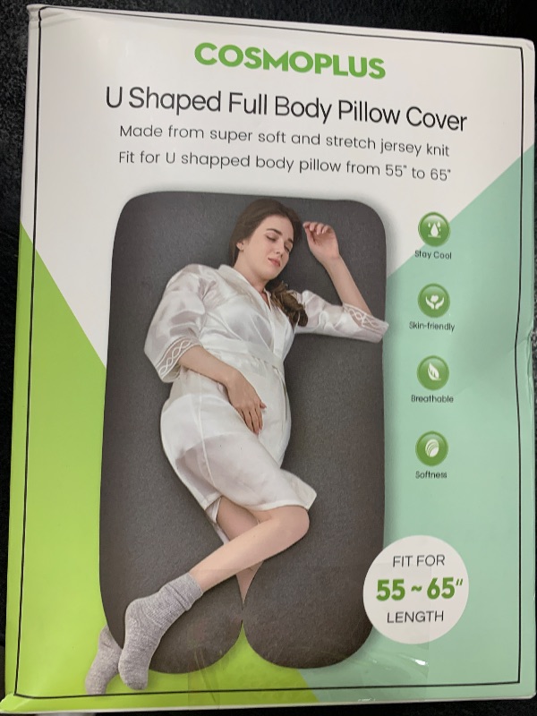 Photo 1 of COSMOPLUS ????????? ?????? ????? U Shaped Full Body Pillow Case ????? for Maternity,Stretchy Cool Breathable Jersey Fabric, Provides Sleep and Pregnancy Support,Heather Grey