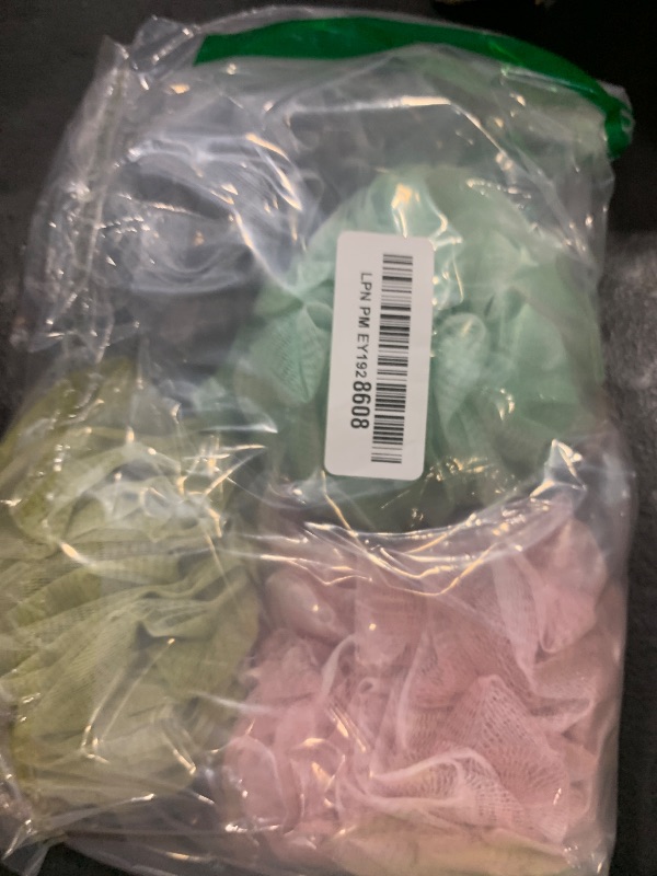 Photo 1 of Fu Store Loofah Sponge Shower Loofahs 50g Bath Sponges Mesh Balls 4 Colors for Body Scrubber Exfoliator Wash Back Scrubbers Bathroom Men Women - 4 Pack Cleaning Bathing Accessories