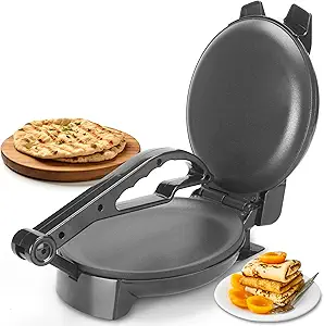 Photo 1 of Compact Roti Maker, 8'' Electric Tortilla Maker Machine, Maquina Para Hacer Tortillas, Electric Tortilla Press, Prensa Para Tortillas, Crepe Maker, Recipe Included, Black