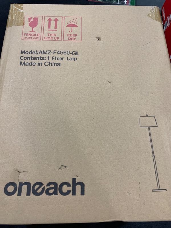 Photo 1 of Oneach 61" Floor Lamp for Living Room, Gold Modern Standing Lamp with White Linen Shade, Brass Tall Pole Light with Rotary Switch for Bedroom, Office, Reading Room