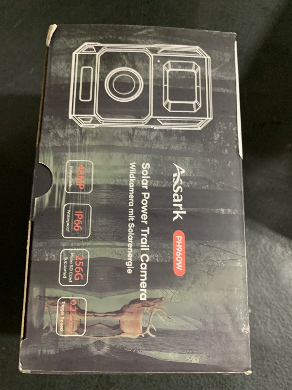 Photo 1 of Assark Solar Trail Camera 48MP 30FPS, WiFi Bluetooth Game Camera with Motion Activated 0.2s Trigger, Night Vision Motion Activated IP66 Waterproof for Wildlife Scouting with 32GB Micro SD Card