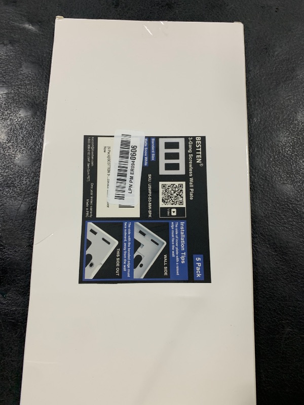 Photo 1 of (5 Pack) BESTTEN USWP6 Matte Snow White 3-Gang Screwless Wall Plate, Decorator Outlet Cover, H4.69” x W6.54”, for Light Switch, Dimmer, USB, GFCI, Receptacle