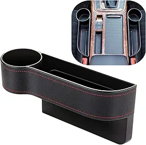 Photo 1 of Car Seat Gap Filler Organizer Between Front seat car Organizer and Storage Box, Auto Premium PU Leather Console with Cup Holder, Car Pocket for Interior Essentials (for Driver Side)