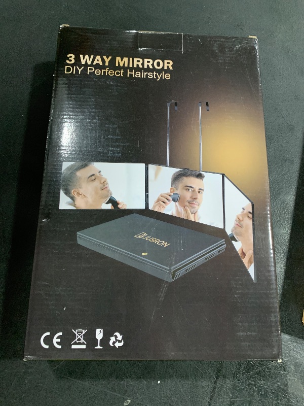 Photo 1 of JUSRON 360 Viewing Angle Self Hair Cutting Mirror, Clear Anti-Fog HD Glass (Black Without LED Without Accessories)