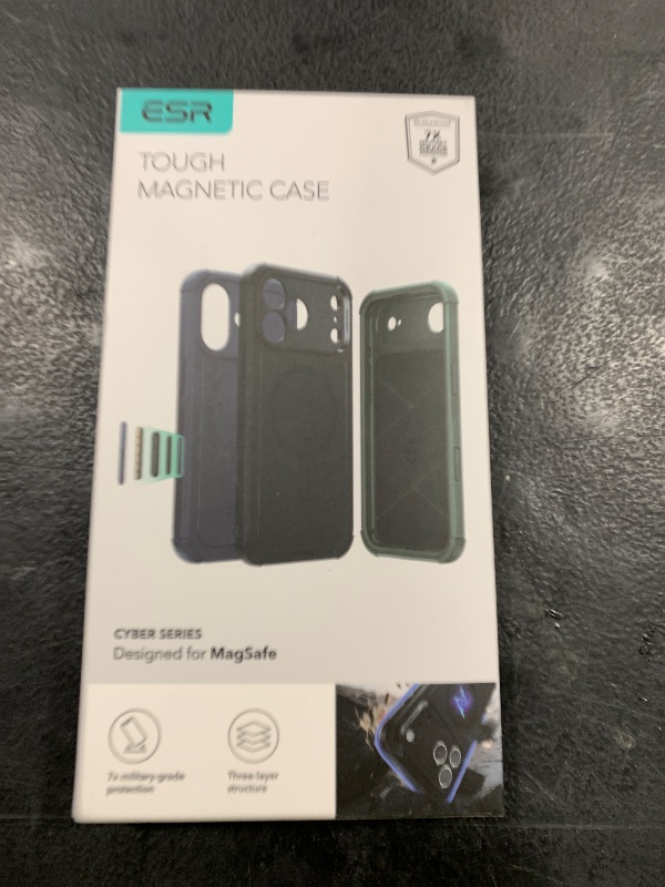 Photo 1 of ESR for iPhone 17 Pro Max Case, 7X Military-Grade Drop Protection, Rugged Shockproof Cover with Camera Control Button, Reinforced Corners, MagSafe Accessories Compatible, Magnetic Cyber Series, Black