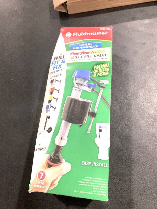 Photo 1 of Fluidmaster 400H-002 Performax Universal Toilet Fill Valve High Performance Tank and Bowl Water Control, 1-Pack, Multicolor